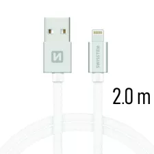 obrázek produktu SWISSTEN kabel USB Lightning textilní 2m 3A stříbrná
