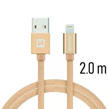 obrázek produktu SWISSTEN kabel USB Lightning textilní 2m 3A zlatá