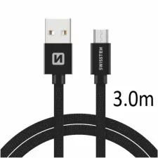 obrázek produktu SWISSTEN kabel USB microUSB textilní 3m 3A černá