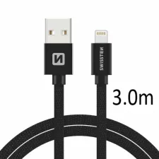 obrázek produktu SWISSTEN kabel USB Lightning textilní 3m 3A černá