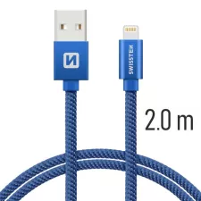 obrázek produktu SWISSTEN kabel USB Lightning textilní 2m 3A modrá