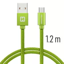 obrázek produktu SWISSTEN kabel USB microUSB textilní 1,2m 3A zelená
