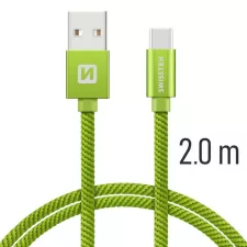 obrázek produktu SWISSTEN kabel USB USB-C textilní 2m 3A zelená