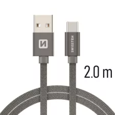 obrázek produktu SWISSTEN kabel USB USB-C textilní 2m 3A šedá
