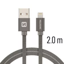obrázek produktu SWISSTEN kabel USB Lightning textilní 2m 3A šedá