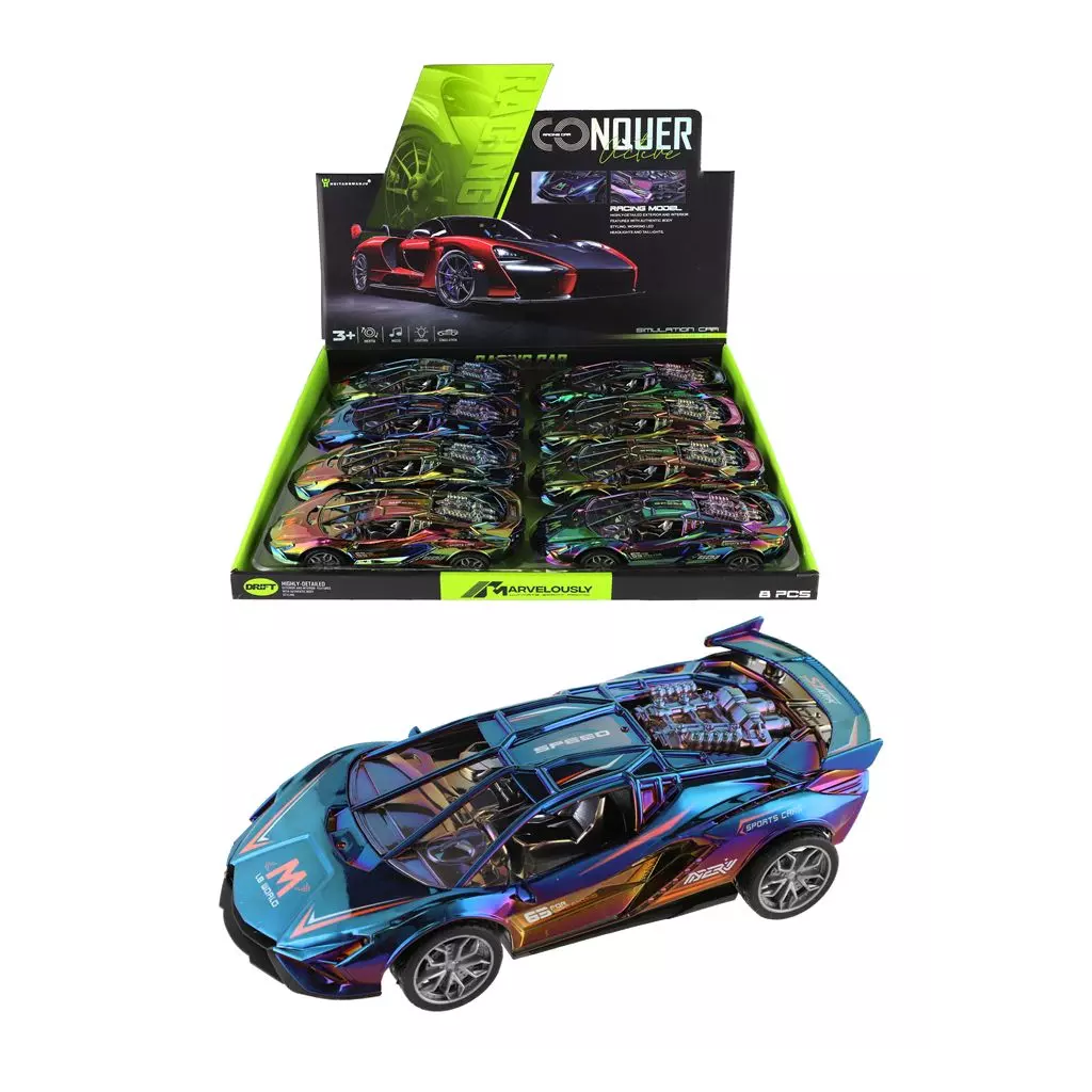 Obrázek produktu Teddies auto sportovní plast 18cm barva chameleon na setrvačník se světlem a zvukem