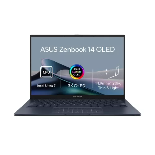 obrázek produktu ASUS Zenbook 14 OLED/UX3405CA-OLED381X/U7-255H/14"/WUXGA/T/32GB/1TB SSD/Arc 140T/W11P/Blue/2R
