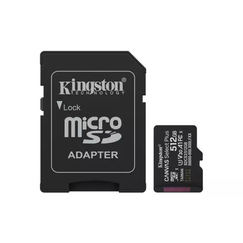 obrázek produktu Kingston Canvas Select Plus/Micro SDXC/512GB/UHS-I U3 / Class 10/+ Adaptér