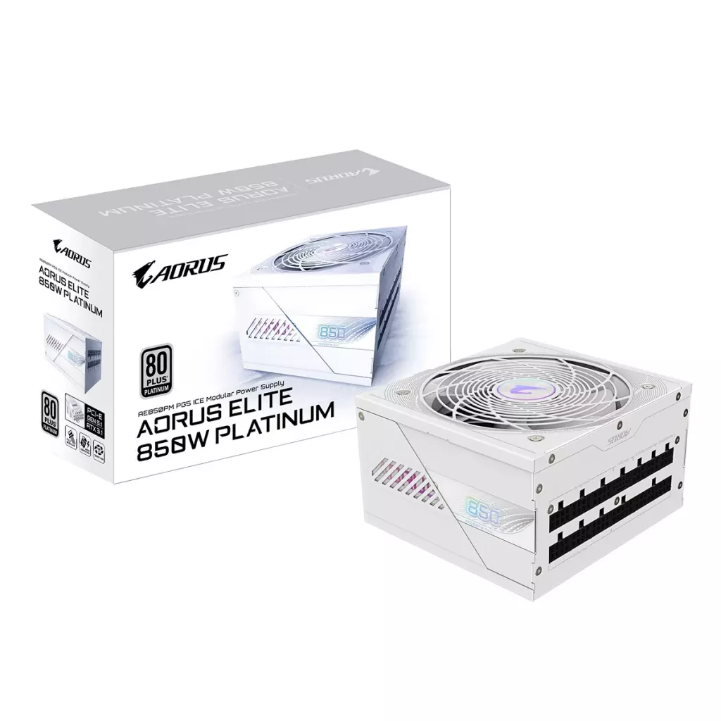 Obrázek produktu GIGABYTE AORUS ELITE P850W ICE/850W/ATX 3.1/80PLUS Platinum/Modular/Retail