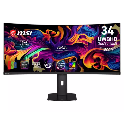 obrázek produktu MSI MAG/341CQP X28/34"/QD-OLED/UWQHD/280Hz/0,03ms/Černá/3R