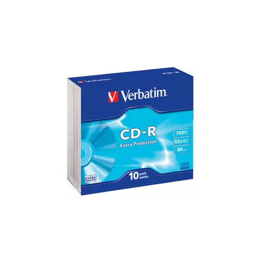 obrázek produktu VERBATIM CD-R(10-Pack)Slim/EP/DL/52x/700MB