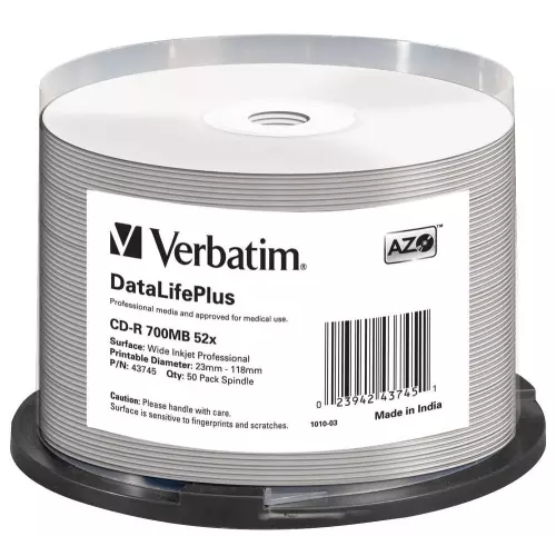 obrázek produktu VERBATIM CD-R(50-Pack)Spindle/Print/52x/700MB/NoID