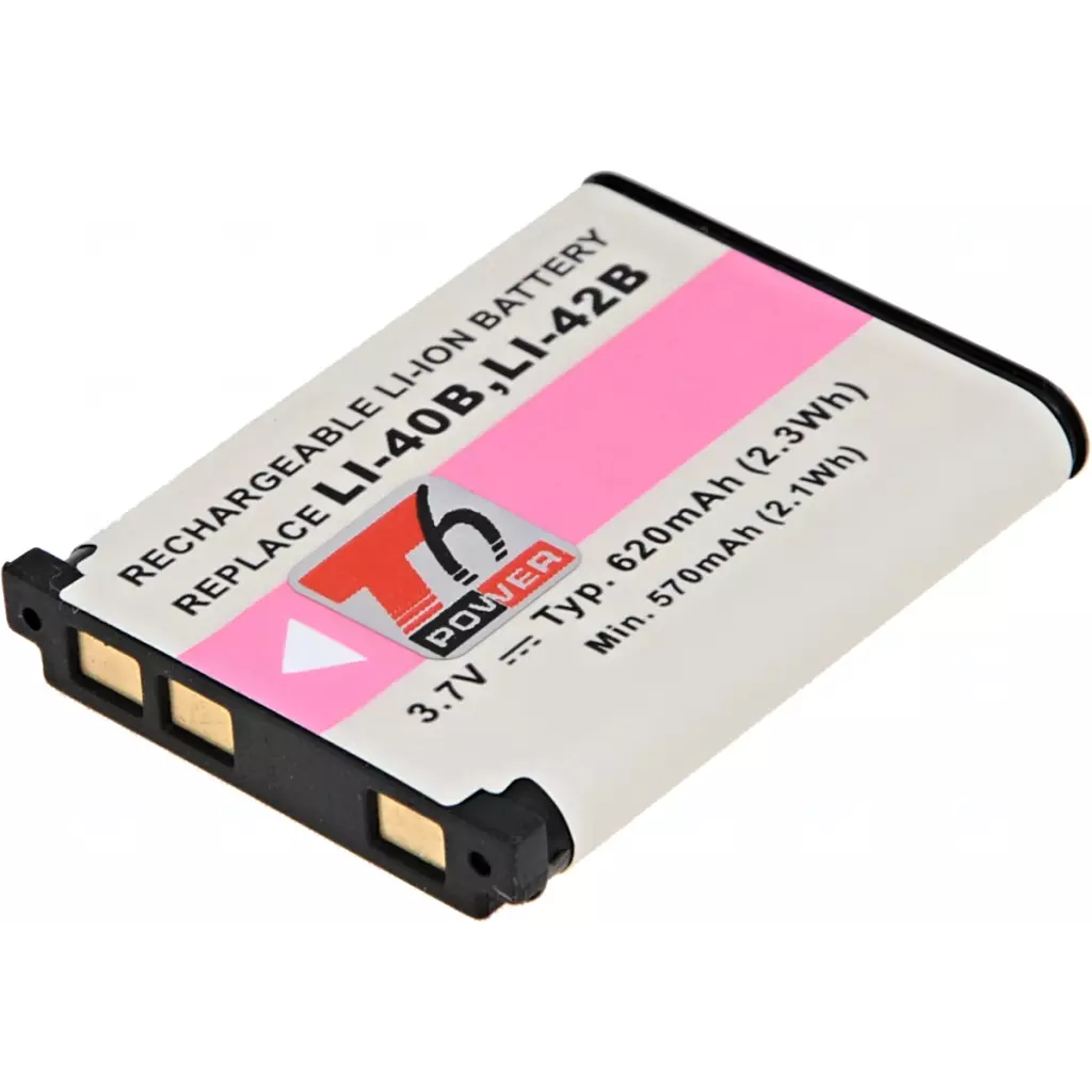 Obrázek produktu Baterie T6 Power Olympus Li-40B, Li-42B, D-Li63, EN-EL10, NP-45, NP-80, D-Li108, 620mAh, 2,3Wh