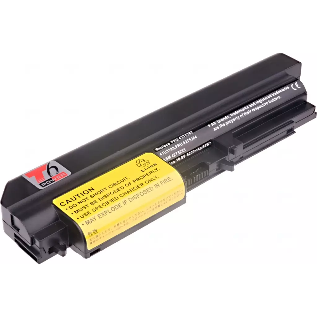 Obrázek produktu Baterie T6 Power IBM ThinkPad T61 14,1 wide, R61 14,1 wide, R400, T400, 5200mAh, 56Wh, 6cell