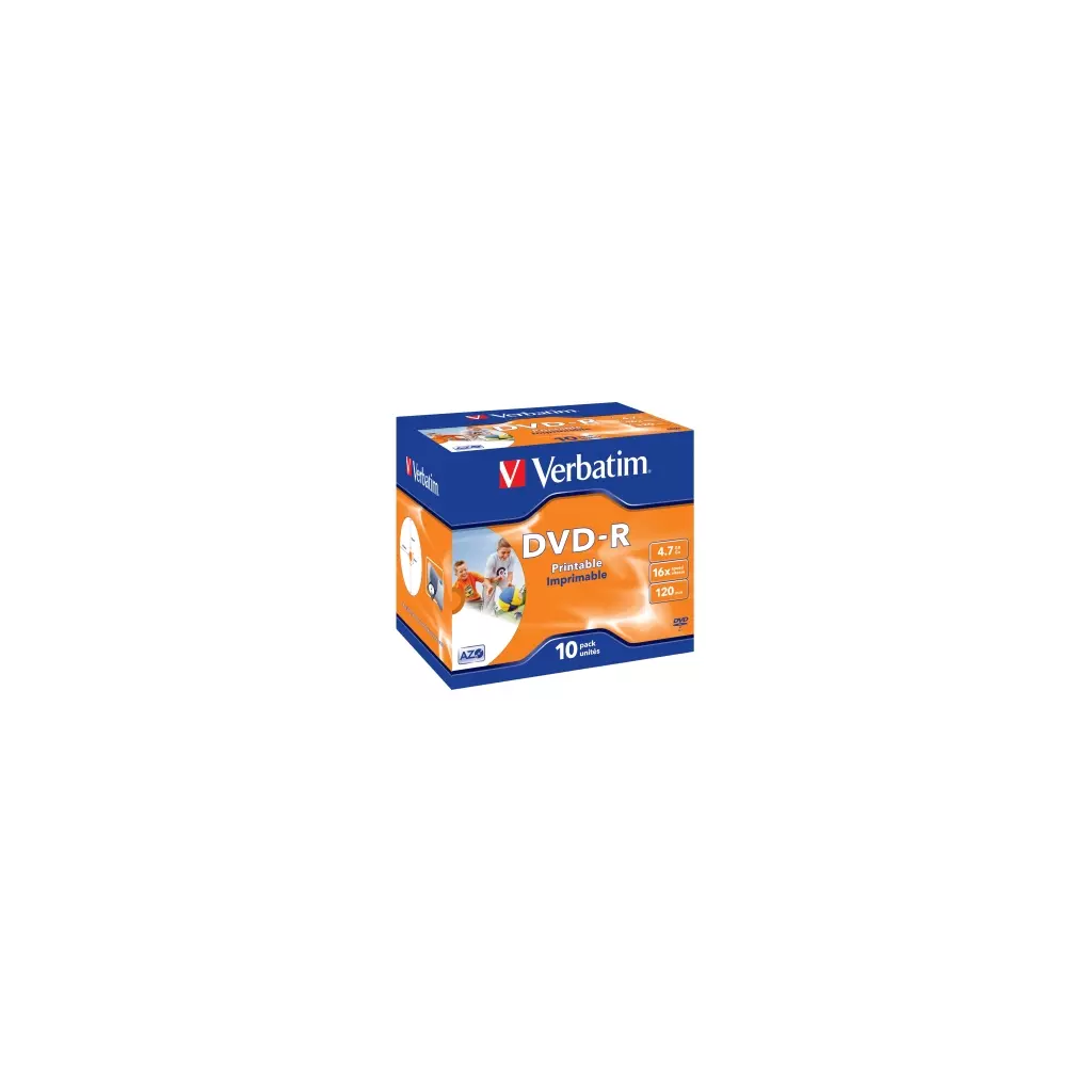 Obrázek produktu VERBATIM DVD-R (10-pack)Printable/16x/4.7GB/Jewel