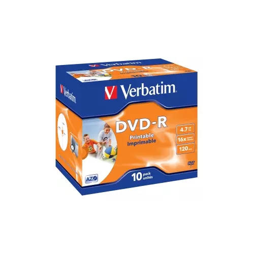 obrázek produktu VERBATIM DVD-R (10-pack)Printable/16x/4.7GB/Jewel
