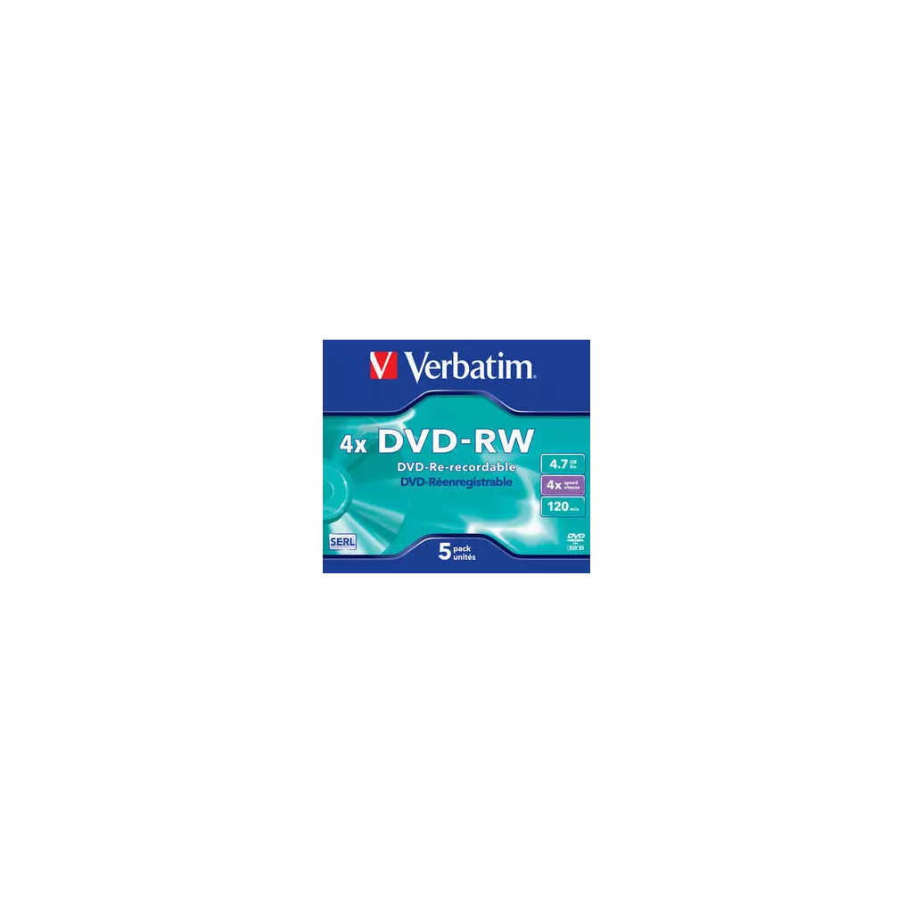 Obrázek produktu VERBATIM DVD-RW (4x, 4,7GB), 5ks/pack