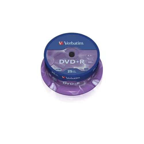 obrázek produktu VERBATIM DVD+R(25-Pack)Spindl/MattSlvr/16x/4.7GB