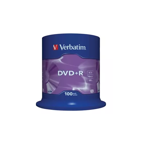 obrázek produktu VERBATIM DVD+R(100-Pack)Spindl/MattSlvr/16x/4.7GB