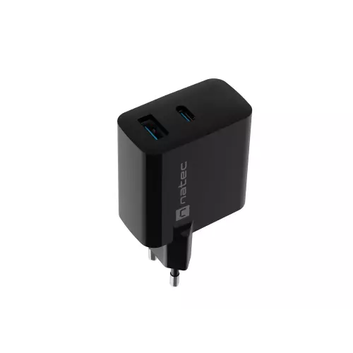 obrázek produktu Univerzální USB nabíječka Natec RIBERA GaN 45W, 1X USB-A, 1X USB-C, černá