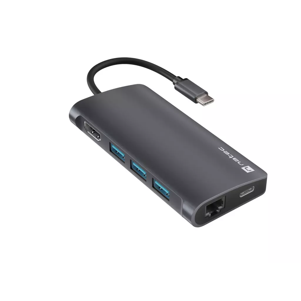 Obrázek produktu Natec multiport adaptér FOWLER 2 3X USB 3.0 HUB, HDMI 4K, USB-C, RJ45, SD, MICRO SD