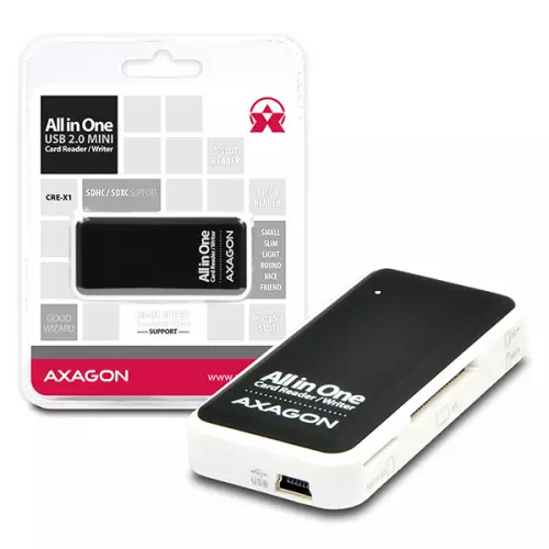 obrázek produktu AXAGON CRE-X1, USB 2.0 externí MINI čtečka 5-slot ALL-IN-ONE