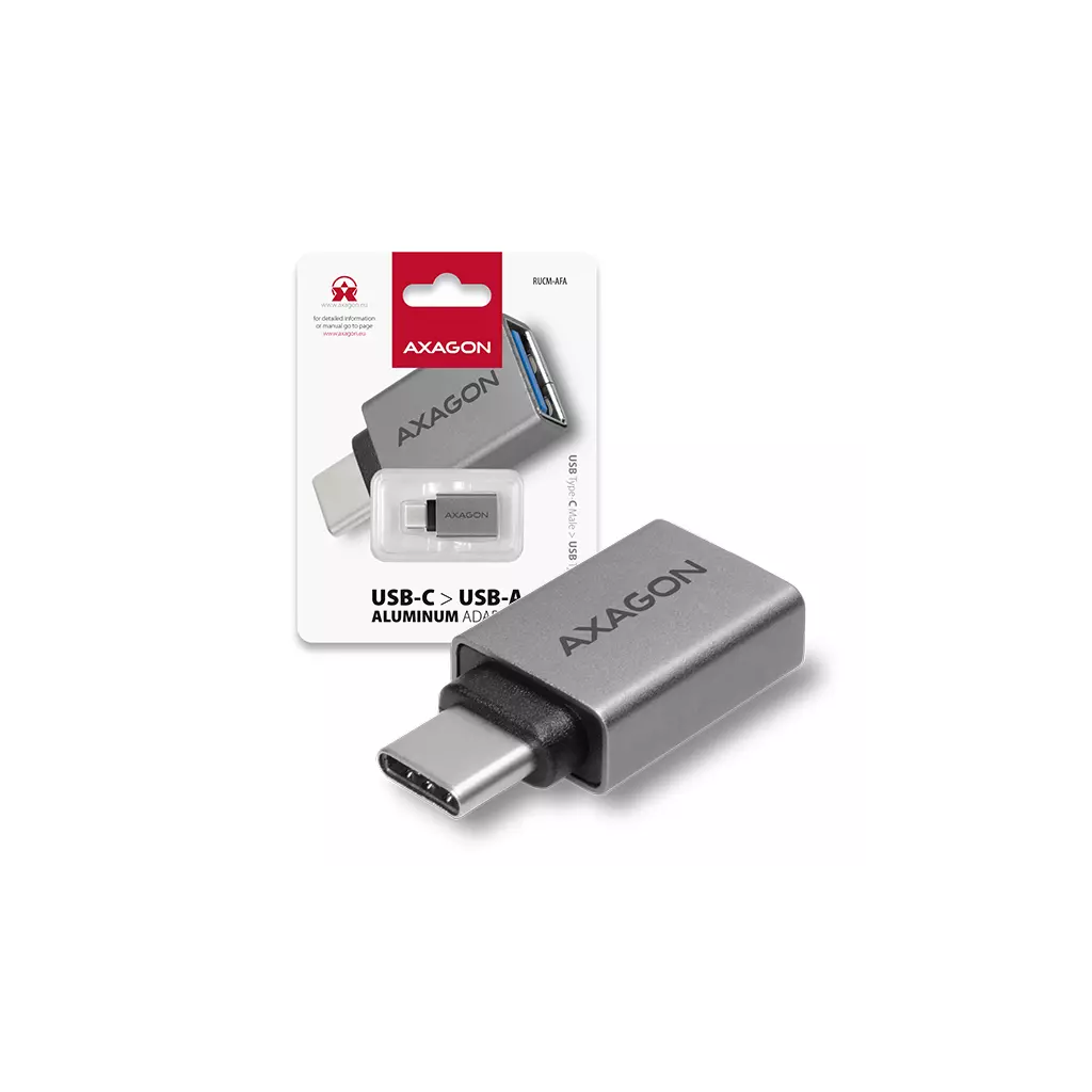 Obrázek produktu AXAGON RUCM-AFA, redukce USB-C (M) -> USB-A (F), USB 3.2 Gen 2, 3A, ALU