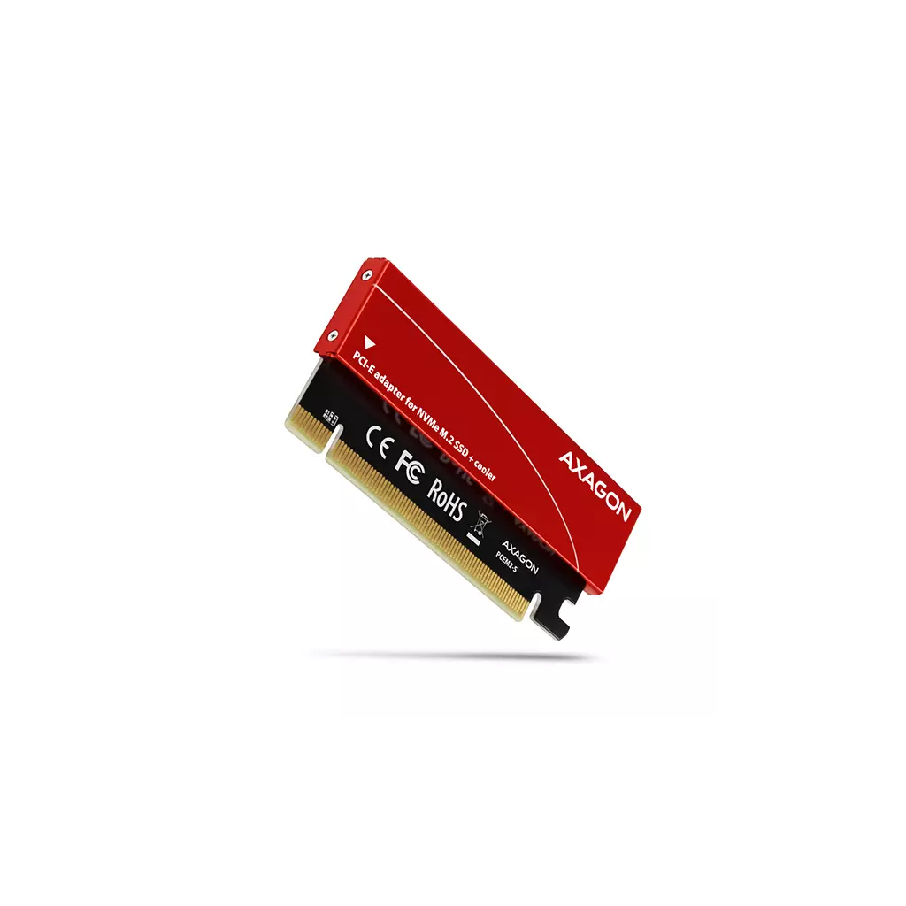 Obrázek produktu AXAGON PCEM2-S, PCIe x16 - M.2 NVMe M-key slot adaptér, kovový kryt pro pasivní chlazení