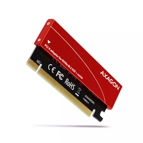 obrázek produktu AXAGON PCEM2-S, PCIe x16 - M.2 NVMe M-key slot adaptér, kovový kryt pro pasivní chlazení