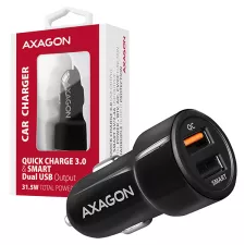 obrázek produktu AXAGON PWC-QC5, QUICK a SMART nabíječka do auta, 2x port QC3.0/AFC/FCP + 5V-2.6A, 31.5W