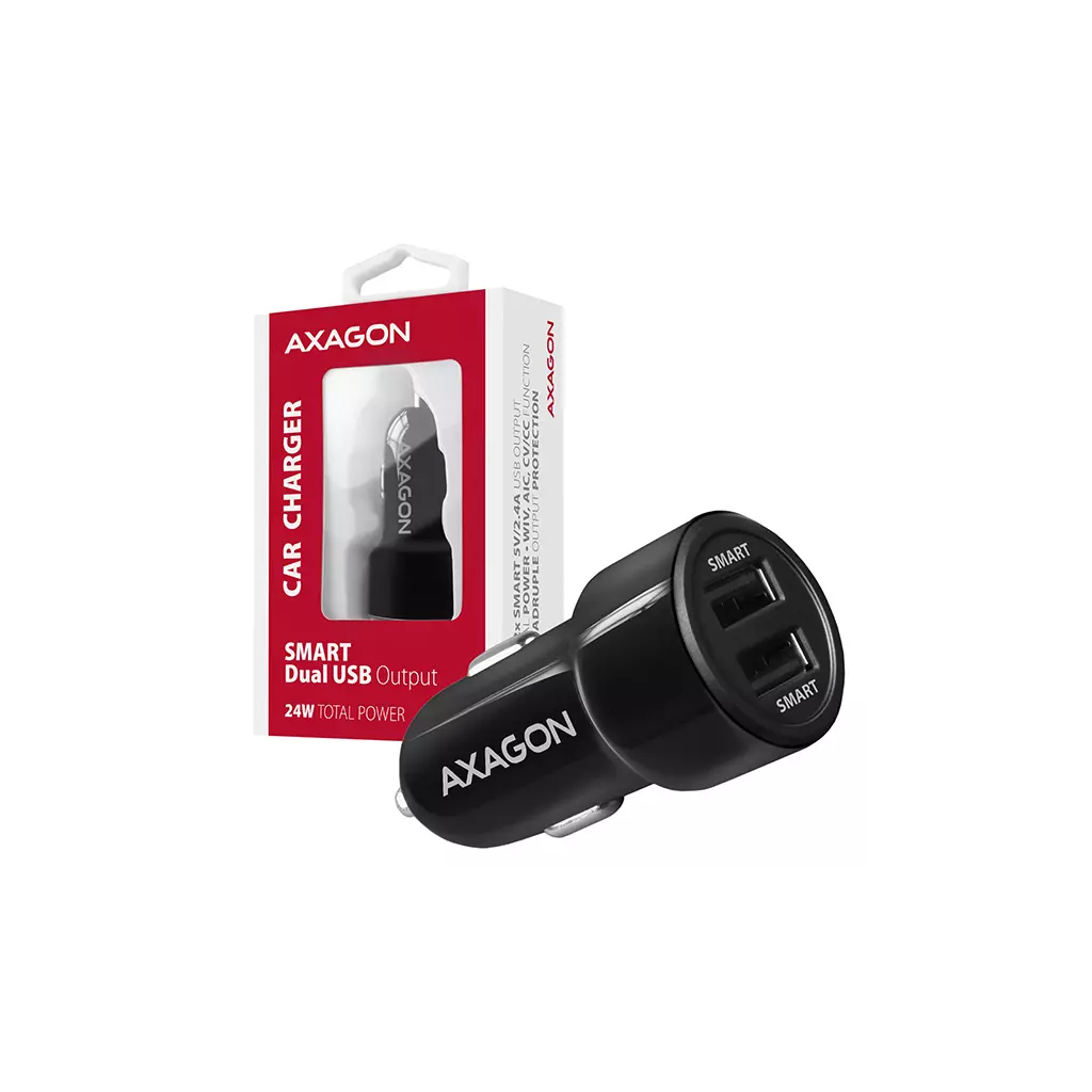 Obrázek produktu AXAGON PWC-5V5, SMART nabíječka do auta, 2x port 5V-2.4A + 2.4A, 24W