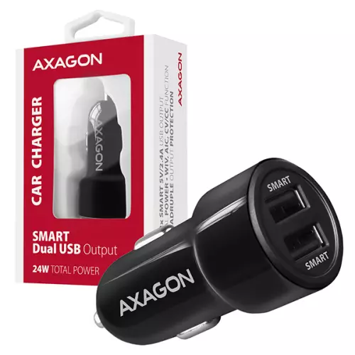 obrázek produktu AXAGON PWC-5V5, SMART nabíječka do auta, 2x port 5V-2.4A + 2.4A, 24W