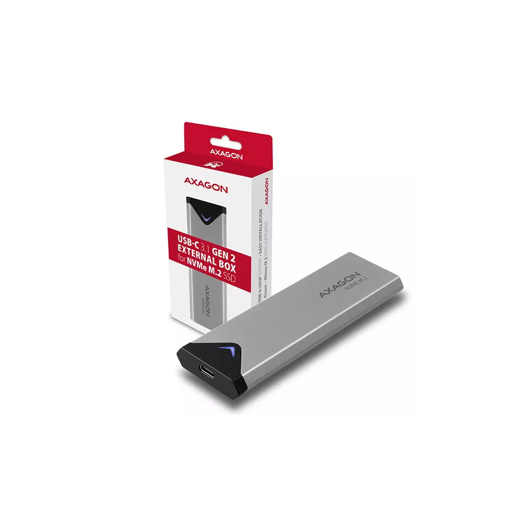 Obrázek produktu AXAGON EEM2-UG2, USB-C 10Gbps - M.2 NVMe SSD ARROW box, stříbrný