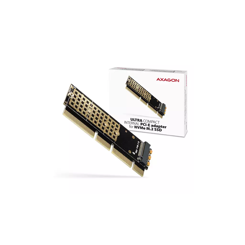 Obrázek produktu AXAGON PCEM2-1U, PCIe x16/x8/x4 - M.2 NVMe M-key slot adaptér, 1U