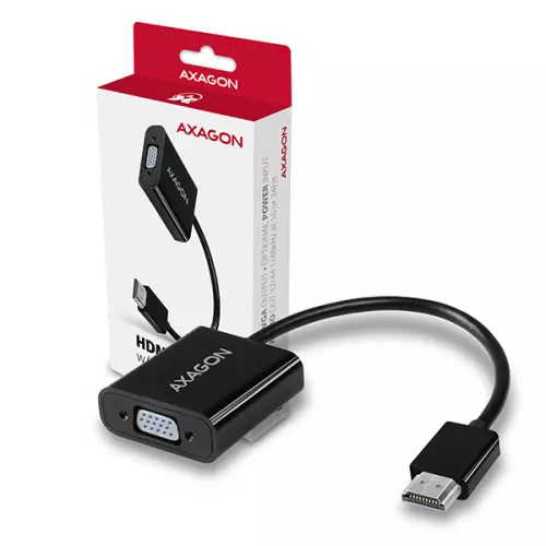 obrázek produktu AXAGON RVH-VGAN, HDMI -> VGA redukce / adaptér, FullHD, audio výstup, micro USB nap. konektor