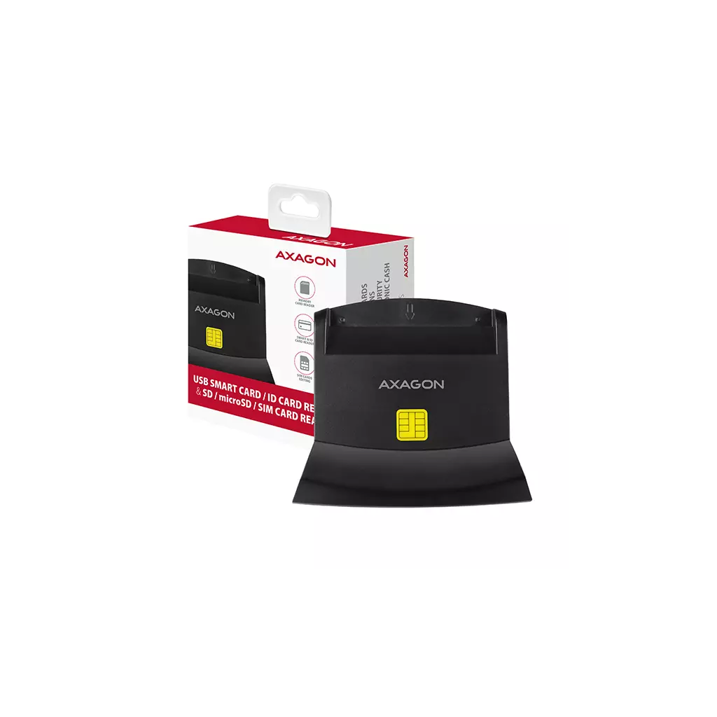 Obrázek produktu AXAGON CRE-SM2, USB-A StandReader 4-slot čtečka Smart card (eObčanka) + SD/microSD/SIM, kabel 1.3 m