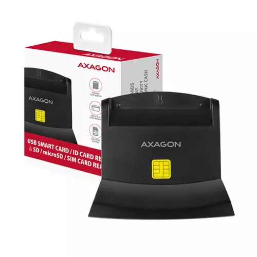 obrázek produktu AXAGON CRE-SM2, USB-A StandReader 4-slot čtečka Smart card (eObčanka) + SD/microSD/SIM, kabel 1.3 m