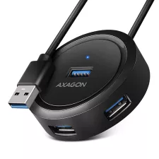 obrázek produktu AXAGON HUE-P1A, 4x USB 3.2 Gen 1 ROUND hub, micro USB napájecí konektor, kabel USB-A 30cm