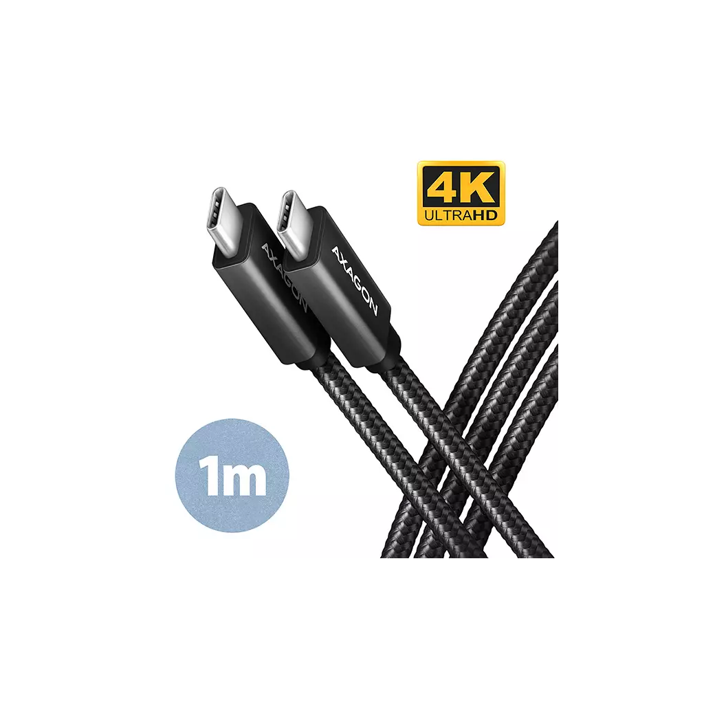 Obrázek produktu AXAGON BUCM32-CM10AB, SPEED+ kabel USB-C <-> USB-C, 1m, USB 20Gbps, PD 100W 5A, 4K HD, ALU, oplet