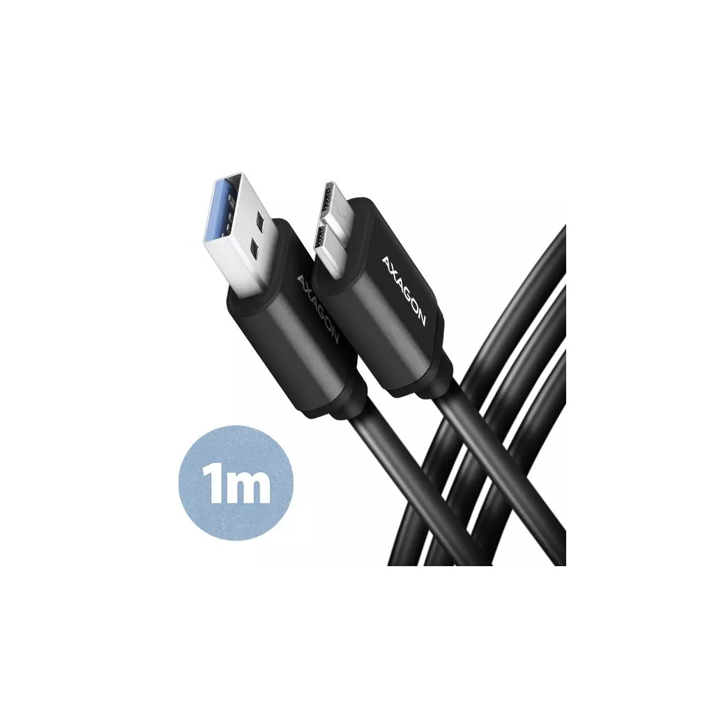 Obrázek produktu AXAGON BUMM3-AM10AB, SPEED kabel Micro-B USB <-> USB-A, 1m, USB 3.2 GEN 1, 3A, ALU, tpe, černý