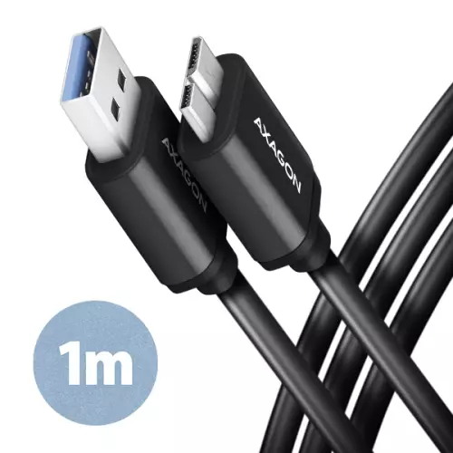 obrázek produktu AXAGON BUMM3-AM10AB, SPEED kabel Micro-B USB <-> USB-A, 1m, USB 3.2 GEN 1, 3A, ALU, tpe, černý