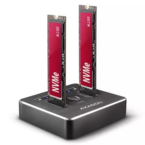 obrázek produktu AXAGON ADSA-M2C, USB-C 3.2 Gen 2 -  2x M.2 NVMe SSD CLONE MASTER dokovací stanice