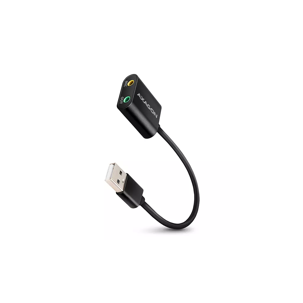 Obrázek produktu AXAGON ADA-12, USB 2.0 - externí zvuková karta, 48kHz/16-bit stereo, kovová, kabel USB-A 15 cm