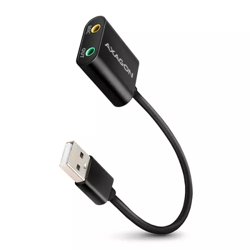 obrázek produktu AXAGON ADA-12, USB 2.0 - externí zvuková karta, 48kHz/16-bit stereo, kovová, kabel USB-A 15 cm