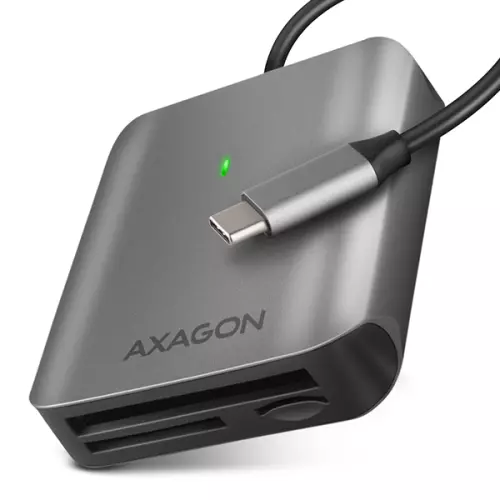 obrázek produktu AXAGON CRE-S3C, USB-C 3.2 Gen 1 - SUPERSPEED čtečka karet 3-slot & lun SD/microSD/CF, podpora UHS-II