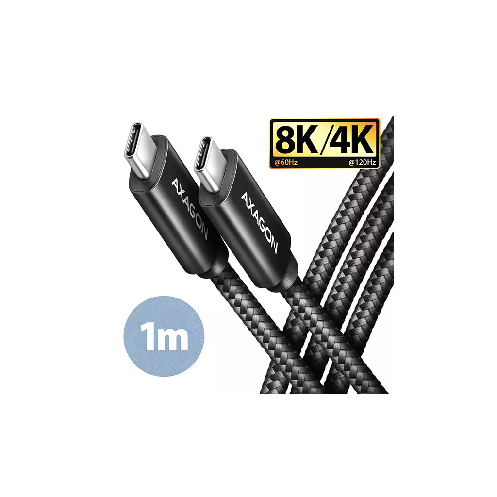 Obrázek produktu AXAGON BUCM432-CM10AB NewGEN+ kabel USB-C <-> USB-C, 1m, USB4 Gen 3×2, PD 100W 5A, 8K HD, ALU, oplet