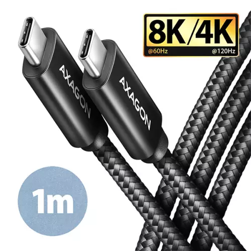 obrázek produktu AXAGON BUCM432-CM10AB NewGEN+ kabel USB-C <-> USB-C, 1m, USB4 Gen 3×2, PD 100W 5A, 8K HD, ALU, oplet
