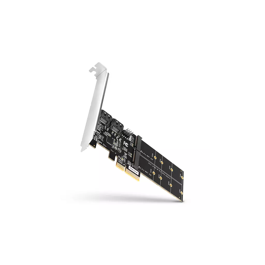Obrázek produktu AXAGON PCES-SA4M2, PCIe řadič - 2x interní SATA 6G port + 2x SATA M.2 slot, ASM1164, SP & LP