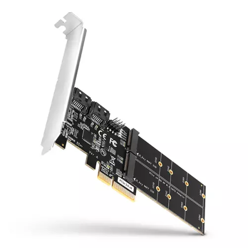 obrázek produktu AXAGON PCES-SA4M2, PCIe řadič - 2x interní SATA 6G port + 2x SATA M.2 slot, ASM1164, SP & LP