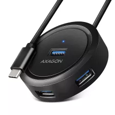 obrázek produktu AXAGON HUE-P1C, 4x USB 3.2 Gen 1 ROUND hub, micro USB napájecí konektor, kabel USB-C 30cm